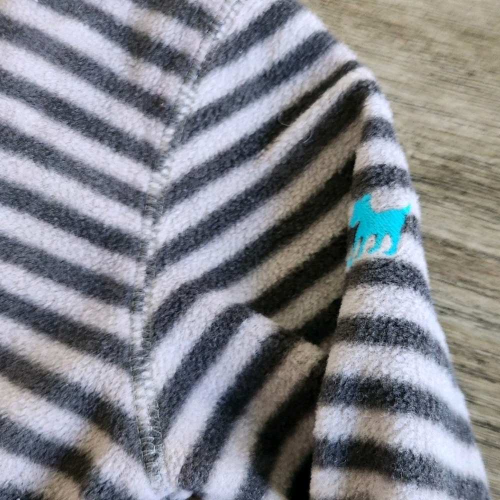 Mini Boden Gray Striped Hooded Hoodie Fleece Sweater Shirt Boys Size 3 4 Years - Picture 4 of 7